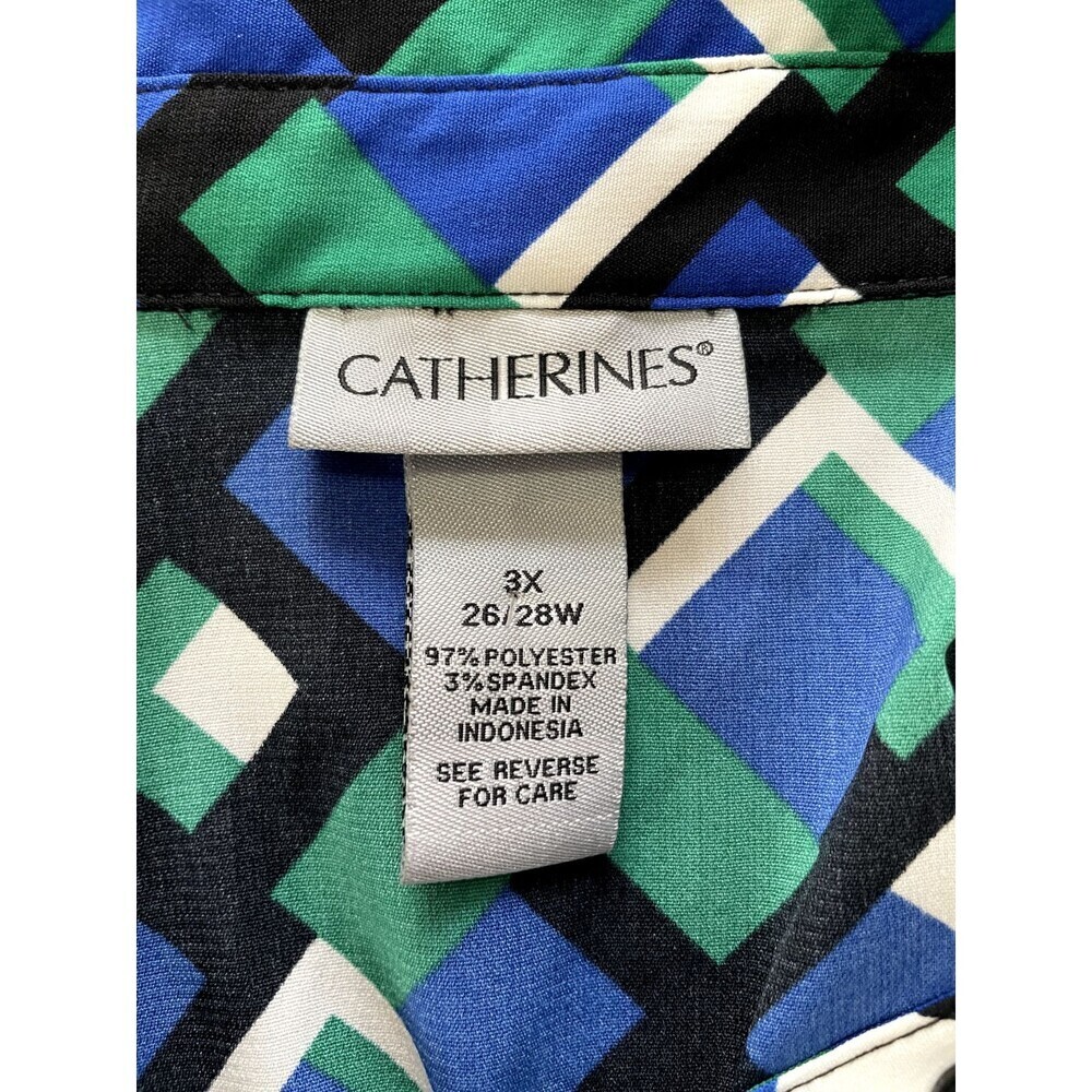 Catherines Womens Top Size 3X Colorful Travel Office Artsy Abstract - Picture 2 of 14
